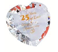 25th Wedding, Silver Anniversary Crystal Heart Keepsake