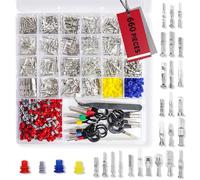 25Types Electrical Connectors, 660Pcs Car Electrical Wire Connector Pins,1/1.5/1.8/2.2/2.8/3.5/4.8/6.3mm Terminal Pin Kit, Non-Insulated Plug Removal Male Female Crimp Pins Auto Terminal Tool