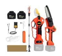 25V Cordless Electric Pruner | 40mm Branch Cutter with Extension Pole & 5-Inch Chainsaw | Portable Garden Tool Set