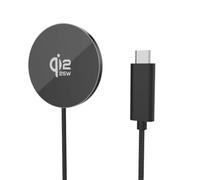25W Magnetic Wireless Charger Pad for iPhone 12-17 & Samsung Black | Qi2 Certified, USB-C Cable Included, Fast Charging, Black Finish, Broad Compatibility