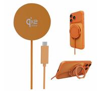 25W Magnetic Wireless Charger :Qi2.2 Qi2 Compatible with MagSafe Fast Charger for iPhone Air 17e 17 16 15 14 Pro Max Samsung Galaxy S26 S25 Google Pixel 10 & AirPods, With Kickstand (Orange)