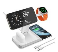 25W Magnetic Wireless Charger Stand Foldable 4in1 Wireless Charging Station compatible with Mag Safe Charger, for iPhone 17/16/15/14/13/12, Apple Watch Ultra 3/11/10/9/8/7/6/5/4 and AirPod pro/4/3/2