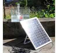25W Solar Fountain Pump 12V Brushless Motor with 1100 L/H Flow Rate and 5m Lift, Polycrystalline Solar Panel and 2m Pipe for Outdoor Garden Pond Water Feature