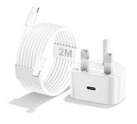 25W USB C Plug Fast Charge with 2M Cable for iPhone 17 16 15 Charger, New USBC Charger Plug UK Fast PD Charging Adapter for Apple iPhone 17/17Pro/17 Pro Max/16/16 Plus/16Pro Max/15 Series, iPad
