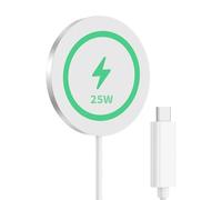 25W Wireless Charger for MagSafe, Ultra-Thin Magnetic Wireless Charger for iPhone 17/16/15/14/13/12/AirPods with Fast Charging, Strong Magnetic, Heat-Control Design, Alloy Case, 1.2m Braided Cable