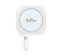 25W Wireless Charger with Retractable USB-C Cable, Fast Qi2.2 Magnetic Charger Compatible Mag-safe for iPhone 17/16/15/14/13/12/Airpods pro,Foldable Portable Wireless Charging Pad, White