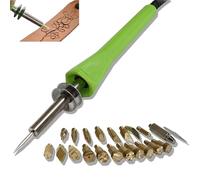 25W Wood Burning Kit, Pyrography Pen Tool with 21 Iron Tips & Storage Box, Temperature Max 360°C, Replaceable Connectors, Multifunctional Burning Kit for Wood, Leather, Crafts