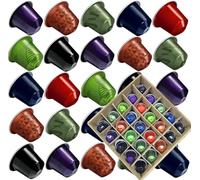 25x Coffee Capsules Compatible with Nespresso Original Machines - Extra Strong Intensity Taster Gift Box with Free Treats (Sugar, Biscuits, Chocolate)