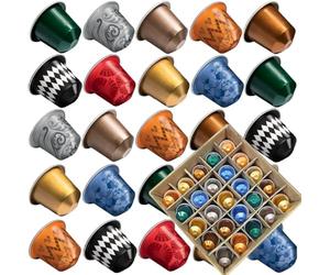 25x Coffee Capsules Compatible with Nespresso Original Machines - MILD Flavour Selection Gift Set in Storage Box with Free Sweet Treats