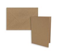 25x folding card set DIN A7-10.5 x 7.4 cm - with envelopes DIN C7 in kraft paper sand brown (brown) - small blank double cards for self-design and printing