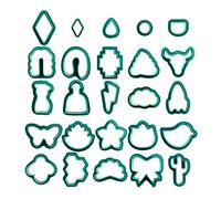 25x Geometric Shapes Clay Earring Polymer Cutters Kit Accessories Clay Tools Green, 25 Pieces