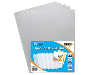 25x High Quality A4 Open Top and Side Covers Report Files Cut Flush Folder Clear