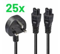 (25x) Lindy UK 3-Pin to Dual IEC C5 'Cloverleaf' Power Splitter Cable 2.5m 30428
