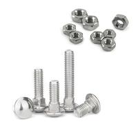 25x M6 x 55mm Cup Square Carriage Bolts with Nuts, A2 Stainless Steel Coach Screws with Dome Mushroom Heads. Durable, Corrosion-Resistant Fasteners For Wood, Metal, And Masonry Applications