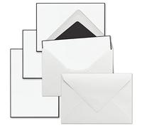 25x Mourning Card Sets - DIN A6 single cards with white envelopes DIN C6, black lined - Condolence cards with handmade black border