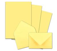 25x stationery sets DIN A5 with C6 envelopes - lemon yellow - wet glue (yellow) - matt writing paper with envelopes -