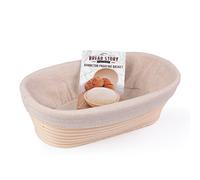 (25x15 cm) Oval Proofing Basket Set by Bread Story Oval Brotform Handmade Unbleached Natural Cane Bread Baking Kit with Cloth Liner Bread Baking eBook Course