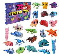 25x17x3cm Christmas Countdown Calendar - 3D Printed Articulated CreatChildren Holiday Advent Gift Package, Moving Joint Mini Figure Surprise Collection Case | Figurine Toy Bundle