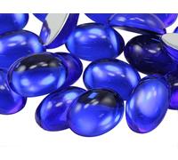 25x18mm Flat Back Oval Acrylic Cabochons Rhinestones Plastic Gems Embellishments for Crafts, Costumes, Card Invitations, Jewelry, Cosplay - 20 Pcs (Blue Sapphire H104)