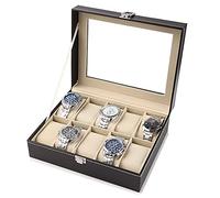 25x20x8cm10 Grid Leather Watch Display Case Box Jewelry Collection Storage Organizer Showcase Wristwatch Boxes With Soft Removable Cushions