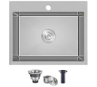 25x22 Inch Drop in Kitchen Sink, 25 Inch Brushed Nickel RV Laundry Utility Sinks, Top Mount 16 Gauge Stainless Steel Small Single Bowl 9 Inch Deep