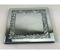 25x25cm Square Shape Diamante Mirrored Crystal Candle Plate- an Elegant Addition to Your Home- Best Gift