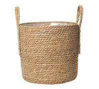 (25X25X20CM, One size) 1pc Home Decor Retro Storage Straw Flowerpot Multipurpose Flower Planter (25CM)