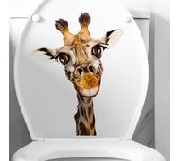 25X32cm 4pcs Cartoon Cute and Funny Giraffe Boom Self Adhesive Toilet Seat Stickers for Lid Wall Bathroom Toilet Cover Stickers Decor