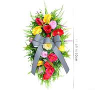25x50cm Artificial Wreath with Bow for Wall Decor | synthetic materials, fade-resistant colors, weatherproof design, suitable for indoor outdoor use