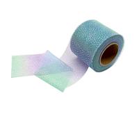 25Yards Gradient Rainbow Glitter Tulle Ribbon Rolls 6CM Sparkle Netting Fabric for Sewing Crafting Gift Wrapping Wedding Party Decoration (Blue+Purple+Green)