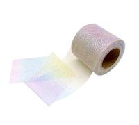 25Yards Gradient Rainbow Glitter Tulle Ribbon Rolls 6CM Sparkle Netting Fabric for Sewing Crafting Gift Wrapping Wedding Party Decoration (Pink+Yellow+Blue)
