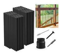 26"-100Pack Aluminum Deck Balusters Hollow Round Deck Railing Spindles Matte Coated Black for Wood and Composite Deck Indoor Outdoor