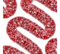 26.2 Feet Christmas Tinsel Garland Decoration Metallic Tinsel Twist Garland Halloween Christmas Tree Artificial Garland Hanging Christmas Garland for Birthday Party Ornament (Red White)