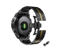 26 22mm Quick fit Stainless Steel Strap For Garmin Fenix 8/7/7X/7XPro/6/6X/6XPro/5XPlus Metal Release Watch Band(Black gold,26MM)