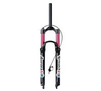 26/27.5/29 Inch Mountain Bike Air Suspension Fork 140mm Travel, 1 1/8 Straight Tube AIR-32 Manual/Remote Lock for MTB AM XC Disc Brake Bicycle(Black/red Remote Lock,29)