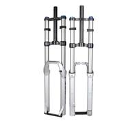 26/27.5/29" Mountain Bike Air Suspension Fork 160/180/200mm Travel 1-1/8" Straight Front XC/AM Double Crown Shock Absorber Damping Adjust 9 * 100mm QR(Silver 200MM,26in)