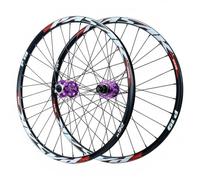 26/27.5/29'' Mountain Bike Wheelset, Double Wall Alloy Rims, Disc Brake, Quick Release Hub, Sealed Bearings, Compatible With 7-12 Speed Cassette For Enhanced Performance Purple 26inch