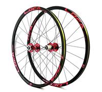 26/27.5/29 Mountain Bike Wheelset - Quick Release Disc Brake, 24h, Front 100mm & Rear 135mm, Compatible With 7-12 Speed Cassette For Mtb Performance Red 26''