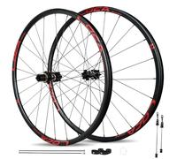 26 27.5 29inch Mountain Bike Wheelset Quick Release 100mm/135mm Front Rear Wheels Aluminium Alloy Rims 6 Bolts Disc Brake 24H Hubs For 8/9/10/11/12 Speed Cassette(Black-red,27.5'')