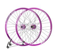 26" 27.5" Mountain Bike Wheelset Disc Brake Aluminum Alloy Double Wall Rim 32H Front 2 Rear 5 Bearing Hub AM/XC Front Rear Wheelset Fit 8-11S Cassette(Purple_27.5'')