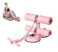 26.5*19.5*23cm Ab Cruncher, Sit Up Exercise Equipment, Multi-Functional Adjustable Ab Trainer, Double rod & suction cups & four-tube drawstring, Crunches Ab Equipment for Core Strengthening (pink)
