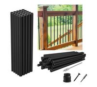 26"-50Pack Aluminum Deck Balusters Hollow Round Deck Railing Spindles Matte Coated Black for Wood and Composite Deck Indoor Outdoor