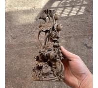 26.5cm Wooden Statues - Carved Lotus Fish Ornaments with an Abundance Every Year, feng Shui for attracting Wealth, Home Decoration, Living Room Table, Auspicious handicrafts, Made of agarwood