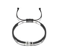 26 Alphabet Initials Heart Bracelet Adjustable Name Braided Bracelets Jewelry Friendship Men Gift Couple for Women Womens i Yoga My Kids,Pearl Girls Silicone Daughter Mujer Wax Leather Grandso