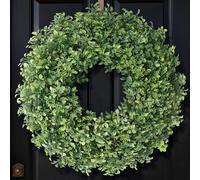 26" Artificial Boxwood Wreath for Front Door - Large Faux Aglaia Odorata Wreath, Fake Eucalyptus Leaves Plants for Wall Window Farmhouse Outdoor Decor - Spring, Summer, All Seasons (Green)