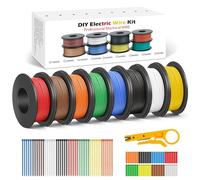 26 AWG Silicone Wire Kit, 0.15 mm² Flexible Tinned Copper Hook Up Wire, 8 Colours, 5 m / 16.4 ft per Roll, Stranded Electrical Wire for DIY Electronics, RC Models, LED Lighting and Automotive Wiring