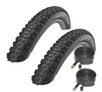 26" Bike Tyre 2X Schwalbe Rapid Rob 26"x2.25 Guard & Schrader Inner Tubes