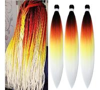 26" Braid Hair Extensions Yellow Gradient Hot Water Setting 26" Black Red Yellow 3pcs