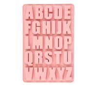 26 Cavities Silicone Letter Mold for Baking, Chocolate Letter Mould Alphabet Crayon Tray Non-Stick Large Depth Fondant Letter Stencil for Birthday DIY Making Candy Cake Biscuit Dessert (Pink)