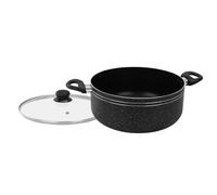 26Cm Casserole Dish Stockpot Non-Stick Cookware Soup Stew Pan with Lid Royalford Black One Size